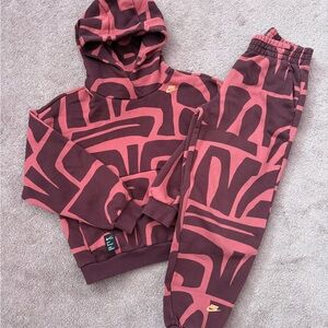 Nike Kids Pink and Brown Joggers Set